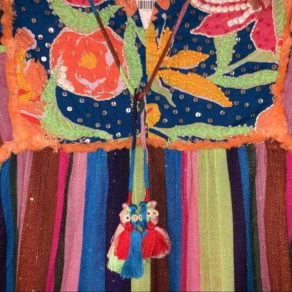 Anthropologie Large Floral Beaded Babydoll Blouse - Picture 7 of 12